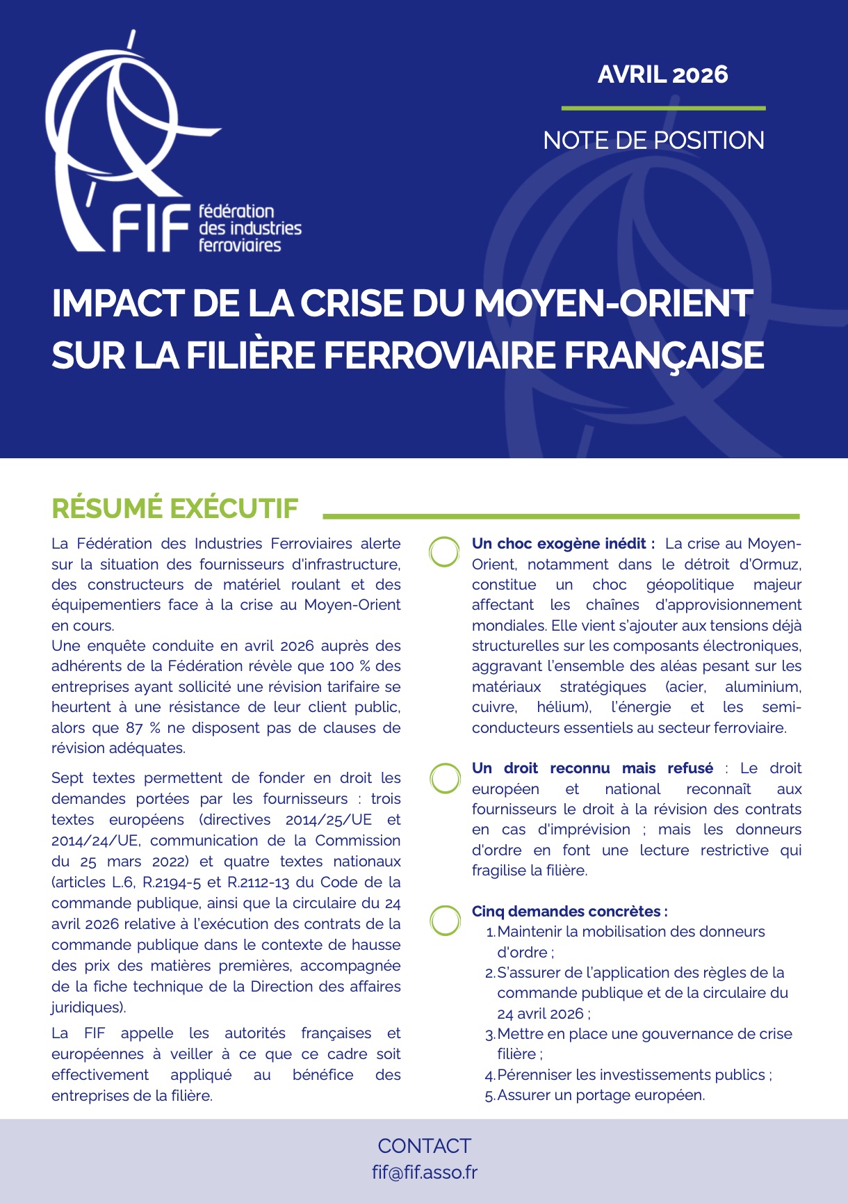 Impact de la crise du Moyen-Orient sur la Filière ferroviaire française
